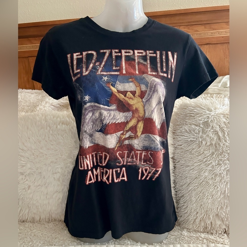 Vintage Led Zeppelin United States of America 1977 Black T-Shirt Fine Jersey L‌ - Picture 9 of 10